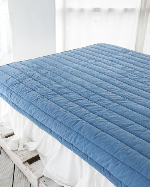 맞춤 자연염색 60수 면 침대패드 블루